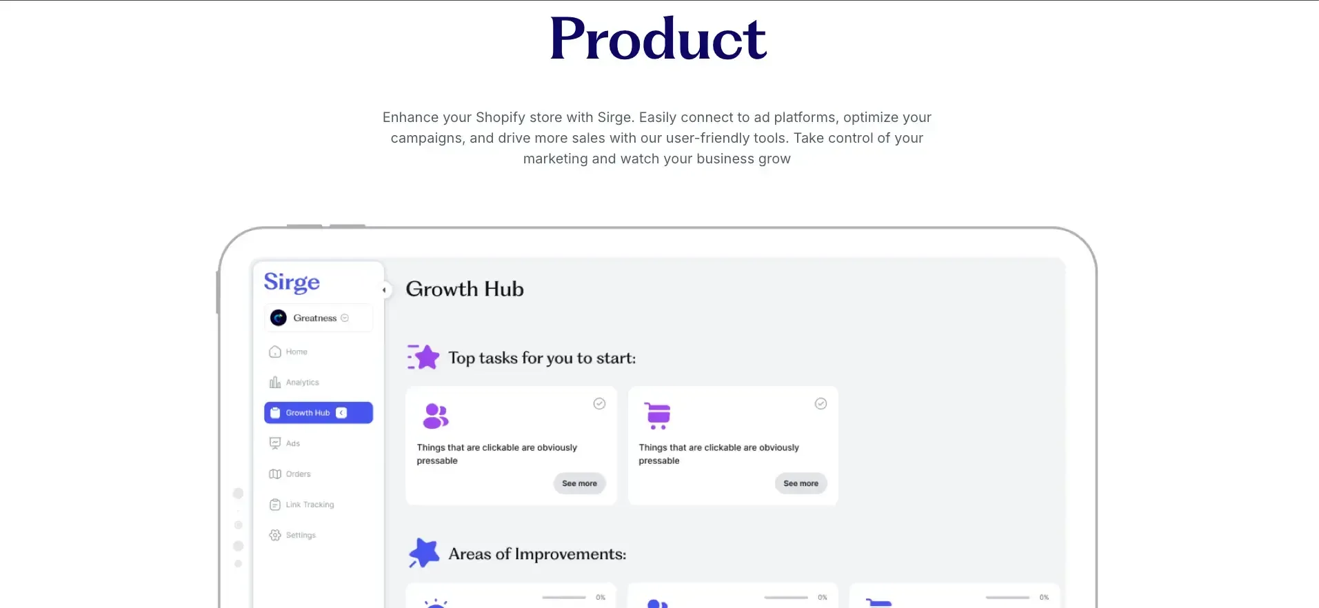 Sirge Shopify Tracking App